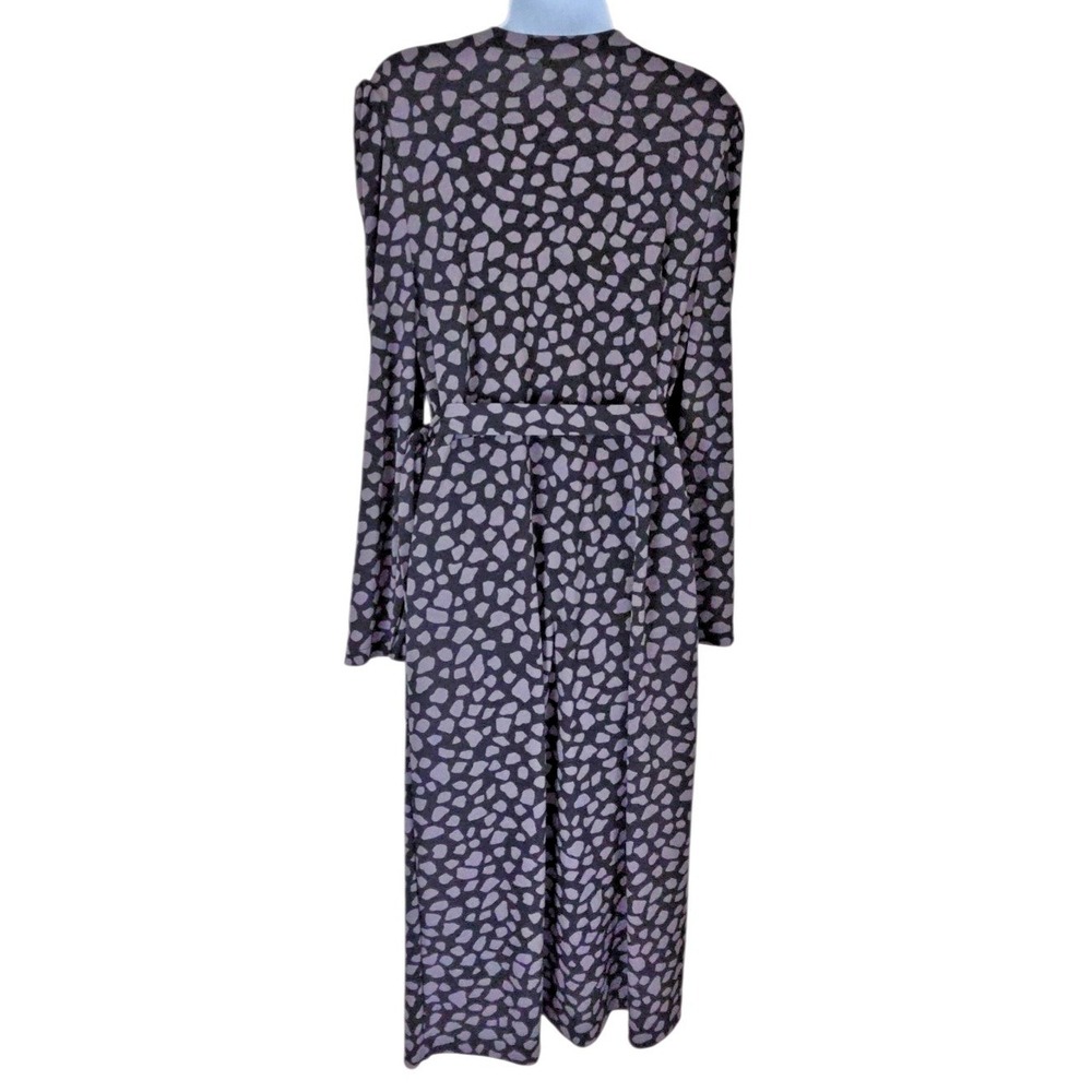 Ann Taylor Wrap Dress 14 Black/Gray Animal Print Midi Long Sleeve Stretch NWT - Picture 10 of 10